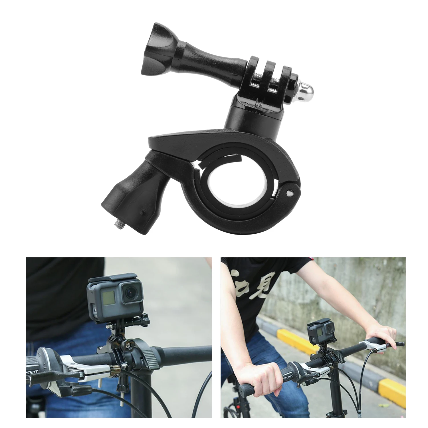

360 Degree Camera Bracket Bicycle Mount Bike Motorcycle Holder for GoPro Hero 8/7/6/5/4/3+ Action Cam Stand Frame Clip