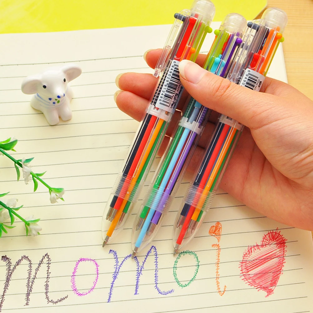 Multicolor Ballpoint Pen Multifunction 6 in1 Colorful Stationery Ball Point Pens Creative Gifts School Office Supplies Students delvtch 0 7mm 4pcs set multicolor pen fine point 4in1 colorful retractable ballpoint pens multifunction ball pen office student