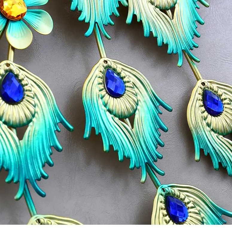 3D золотые алмазные настенные часы Павлин металлические бесшумные цифровые для