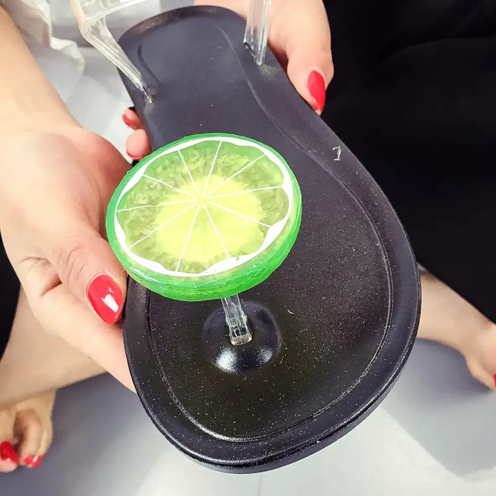 Сандалии желе женские прозрачные шлепанцы с украшением фруктов пляжная обувь на