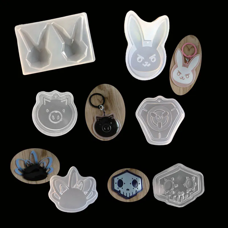 Popular1PC кролик свинья кулон DIY силиконовая высушенная форма цветок ювелирные