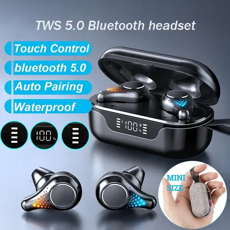 

2021 New T8 TWS Bluetooth 5.0 Earphones Wireless Headsets Touch Control Stereo IPX7 Waterproof Noise Reduction Deep Bass