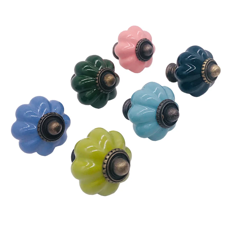 1x Ретро винтажная Тыква керамическая ручка выдвижного ящика Ручка для дверей