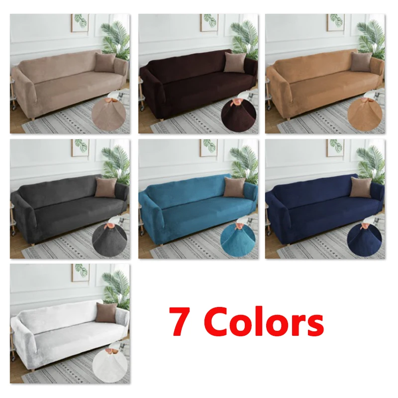 

Velvet Thicken Sofa Cover Modern Solid Color Elastic Furniture Couch Slipcover Stretch All-inclusive Sofa Covers for Living Room