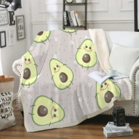 avocado sherpa blanket for beds cute fruit soft throw blanket cartoon avocado soft bedspreads yellow thin%c2%a0quilt kids dropship