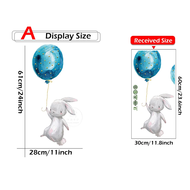 

Wall Sticker Balloon Bunny and Brown Bear Wall Stickers for Kids Room Baby Nursery Room Decoration Wall Decal PVC