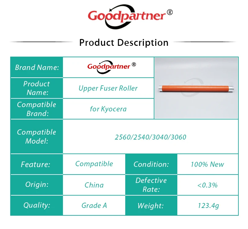 Тепловой ролик для Kyocera TASKalfa верхний тепловой 300i KM 2540 2560 3040 3060 5X 2H094160 302H094160 |