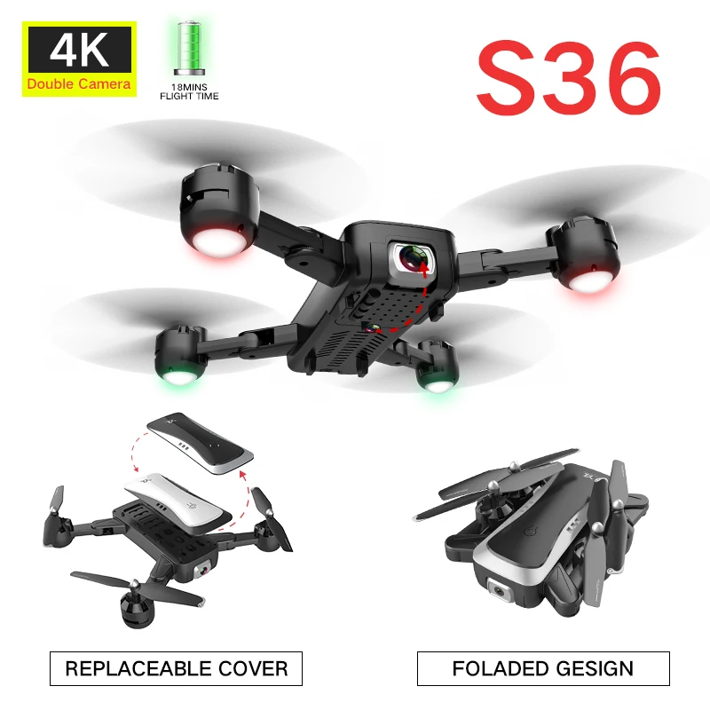 Радиоуправляемый Дрон с двойной камерой HD 4K Wi-Fi FPV RC вертолет умный складной