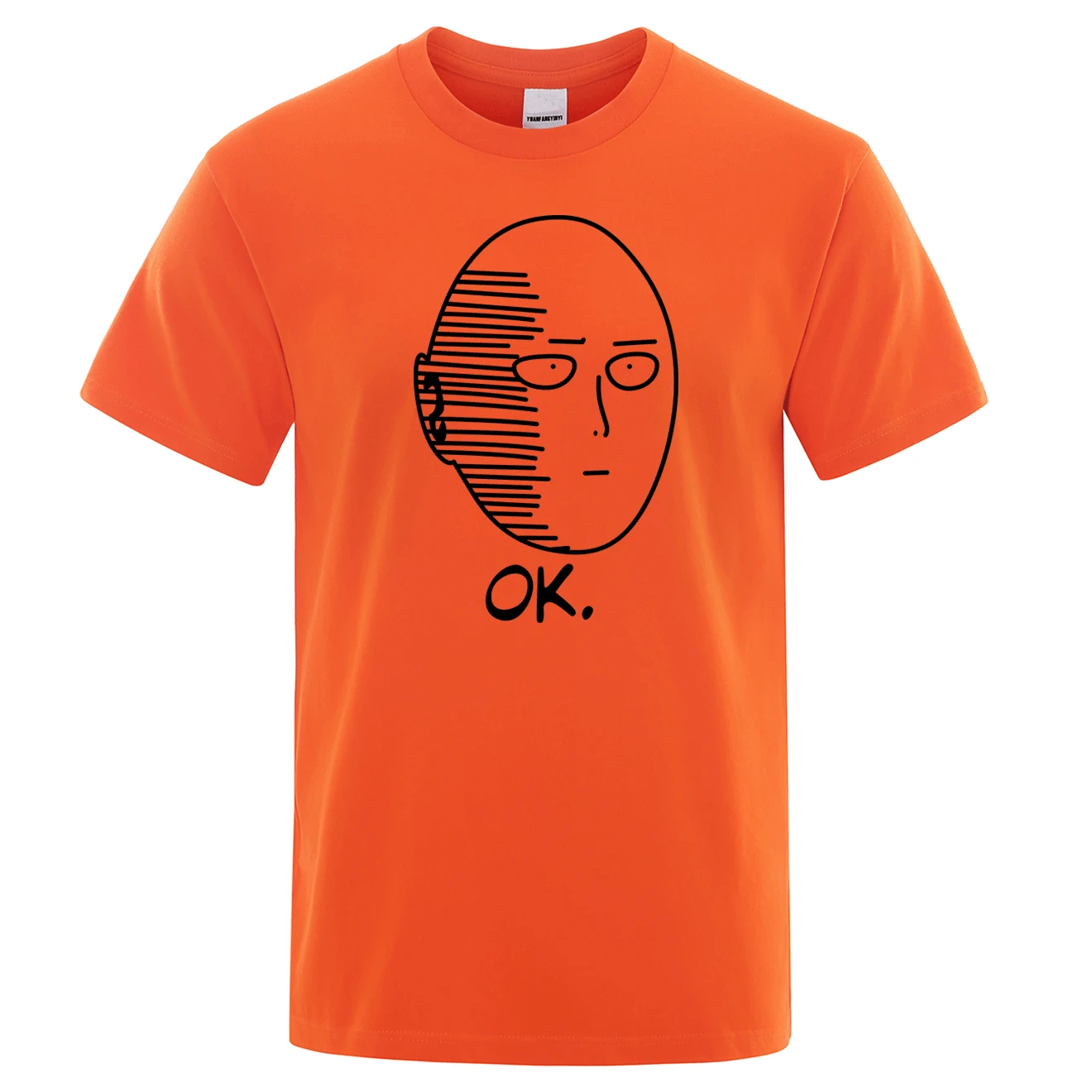 One Punch Man Saitama Sensei Мужская футболка с японским аниме хлопковая футболка Летняя Повседневная футболка с круглым вырезом Мужская Уличная Одежда Harajuku - Цвет: orange 1
