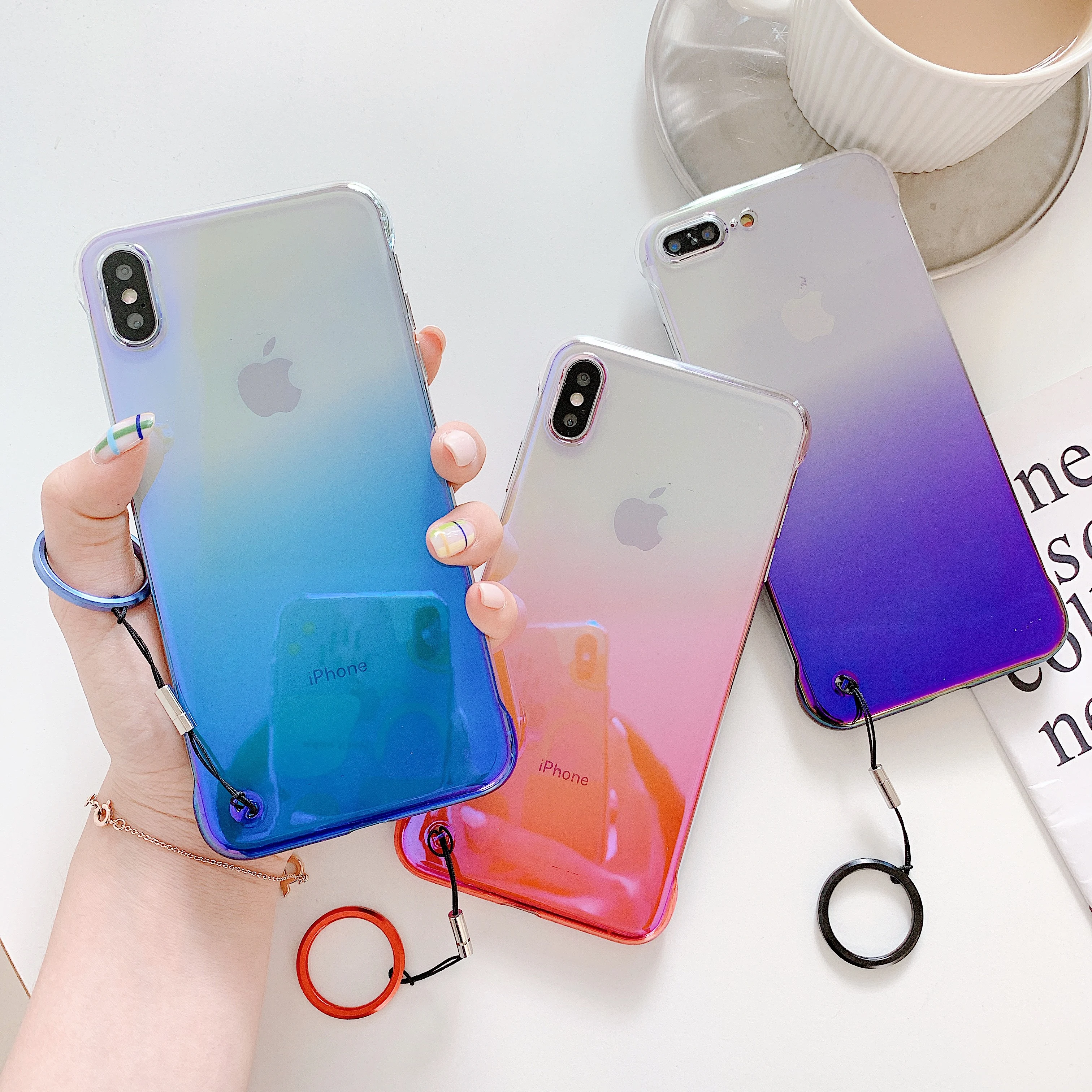 Бескаркасный чехол для iPhone Xr X Xs максимальный Роскошный голубого цвета