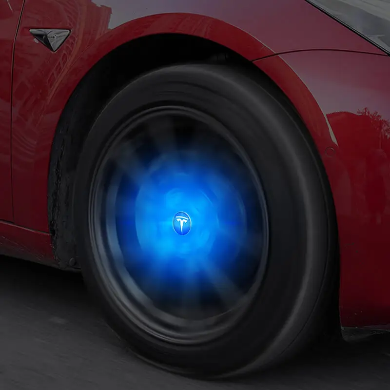 Водонепроницаемая светодиодная Синяя лампа 57 мм логотип TESLA ступицы колеса