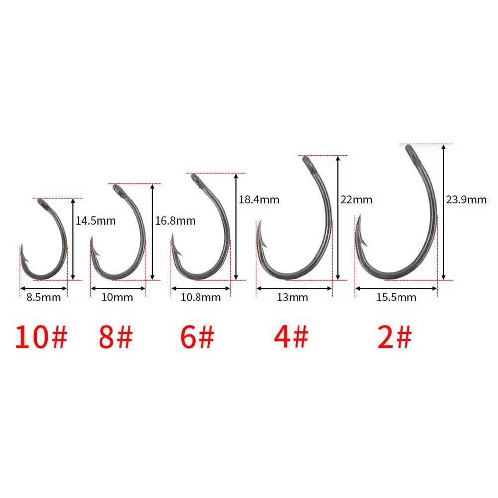 

50Pcs/set Carp Fishing Hook With Barbs Coating High Fishing Carbon Steel Boxed Hook Tool D6D7
