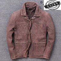 100 genuine leather jacket men natural cow leather coat male streetwear plus size motorcycle mens leather jacket v a0a