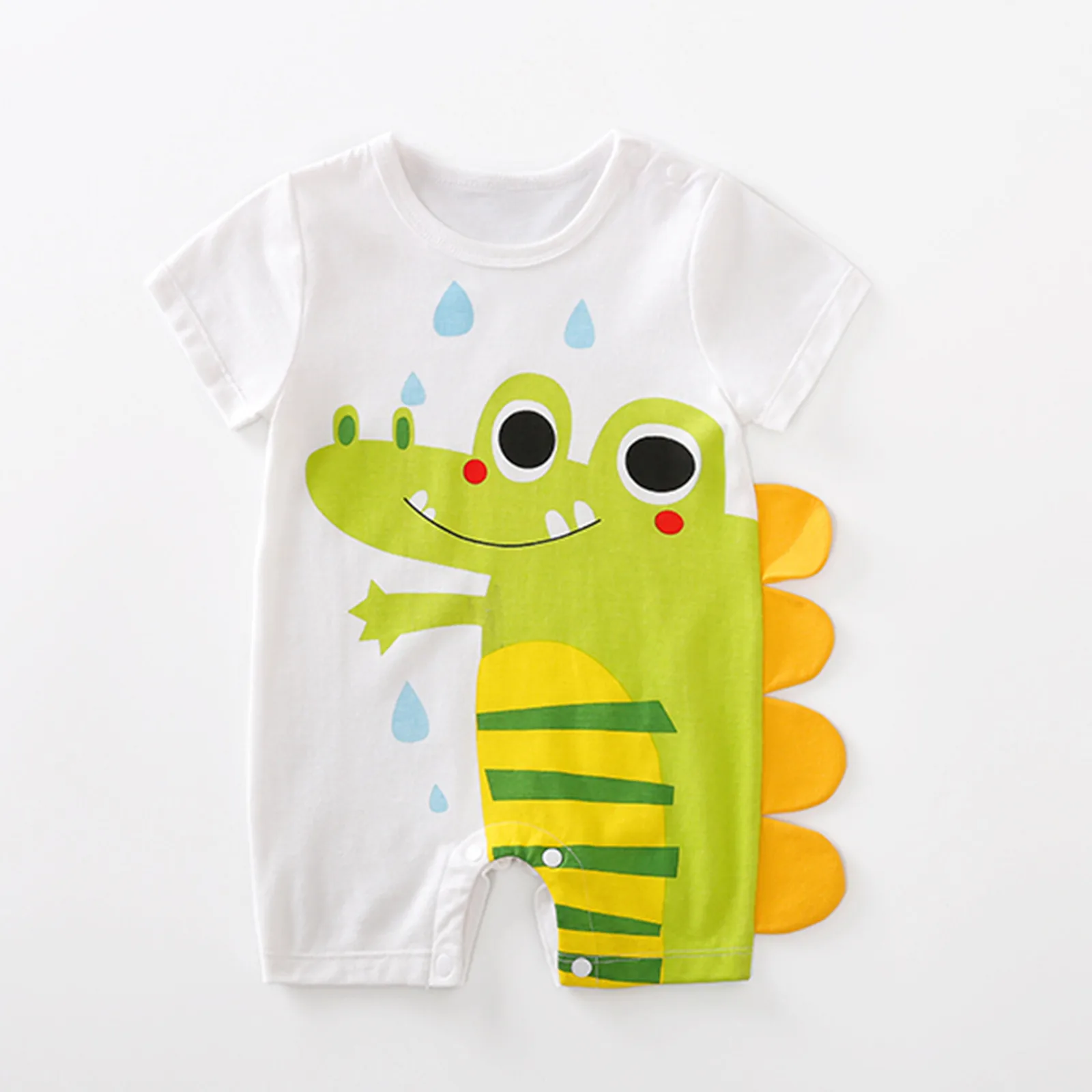

0-18 Months Newborn Baby Boys Girls Rompers Summer Sleeveless Soft Cartoon Dinosaur Printed Jumpsuit Fashion Children's Clothing