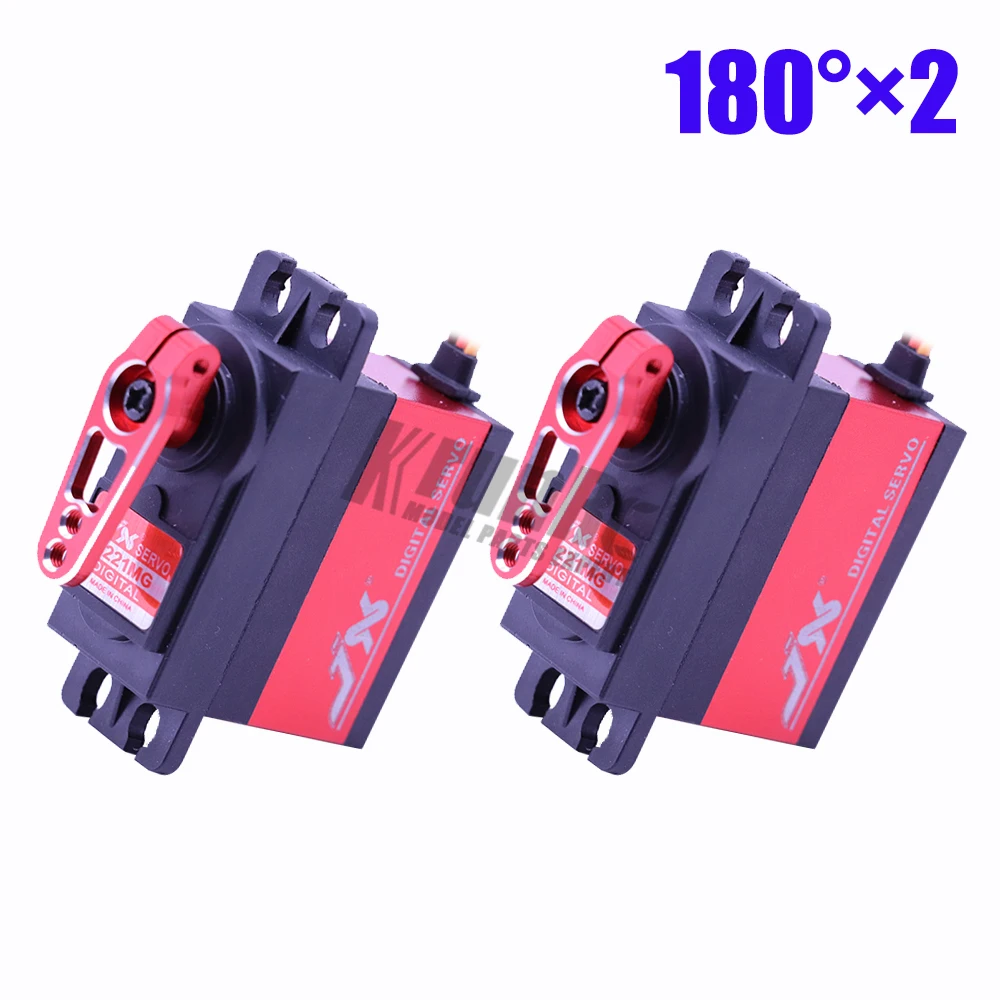 2 pcs 180 with arm 1/2/4 шт JX PDI-6221MG для детей до 20 кг по самой низкой цене, высокий крутящий момент цифровой сервопривод тигельные алюминиевые металлические шестерни для RC самолет, автомобиль, вертолет, части лодки - Цвет: 2 pcs 180 with arm