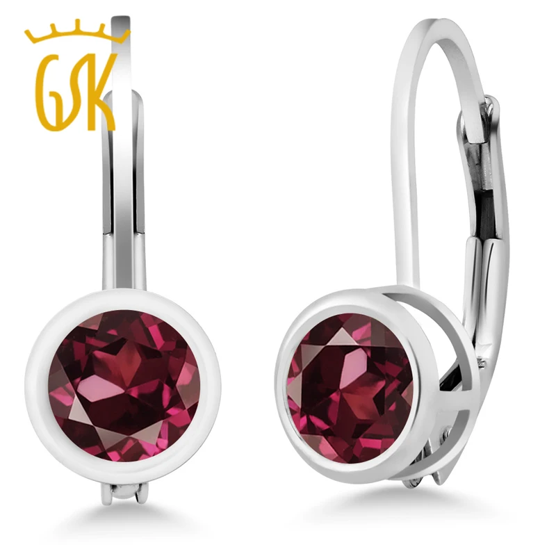 Гранат Серьги GemStoneKing 0 74 Ct круглые натуральные красные 925 пробы серебряные серьги