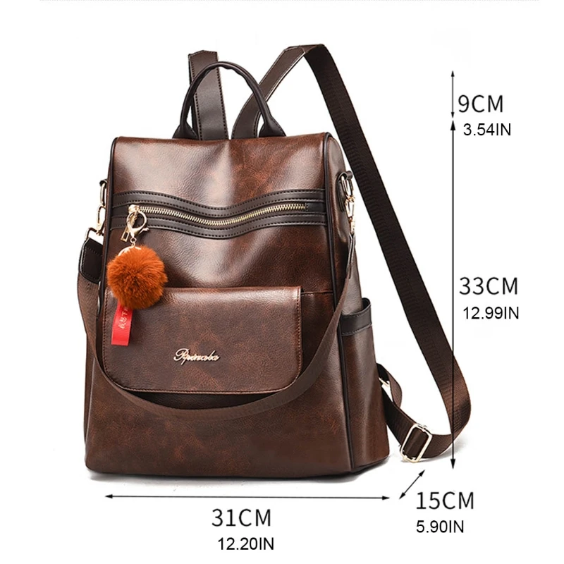 

Women Backpack Anti-theft PU Leather Large Capacity Rucksack Travel Shoulder Bag 20CA