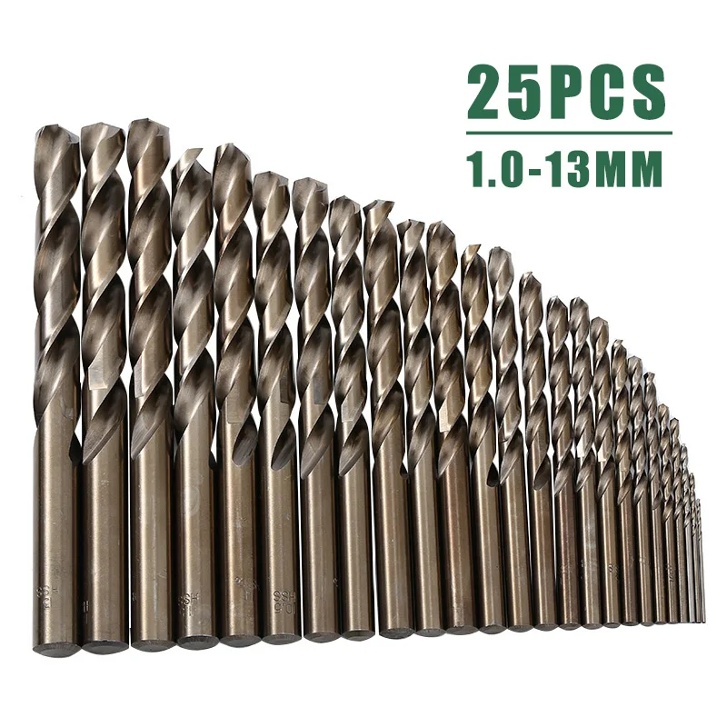 

25pcs Cobalt M35 HSS Twist Drill Bit 1.0-13mm Metal Hole Drilling Drill Bits Set For Bench Drill /hand Drill Chucks