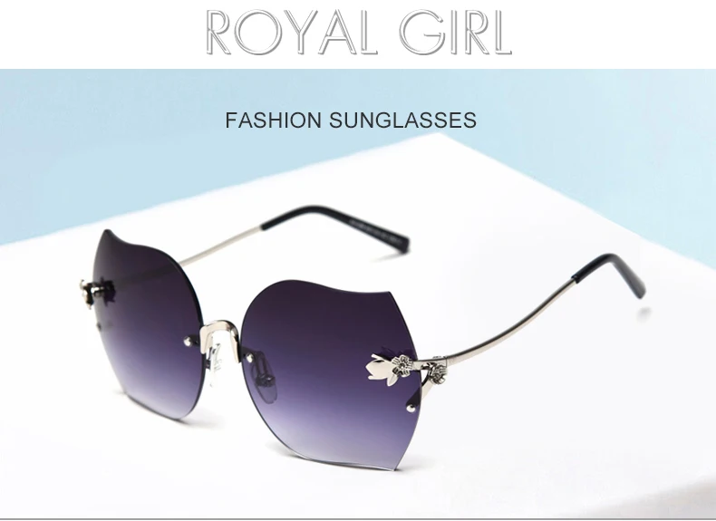 Новые модные женские солнцезащитные очки ROYAL GIRL, брендовые дизайнерские большие солнцезащитные очки с цветочной отделкой ss294