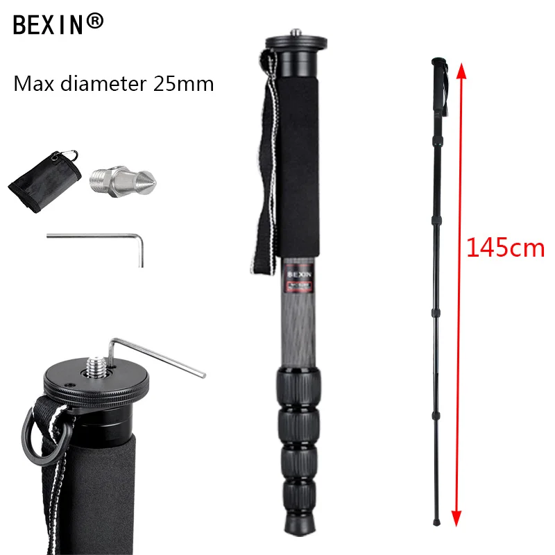BEXIN MCS255 профессиональный монопод из углеродного волокна для DSLR камеры выдвижной