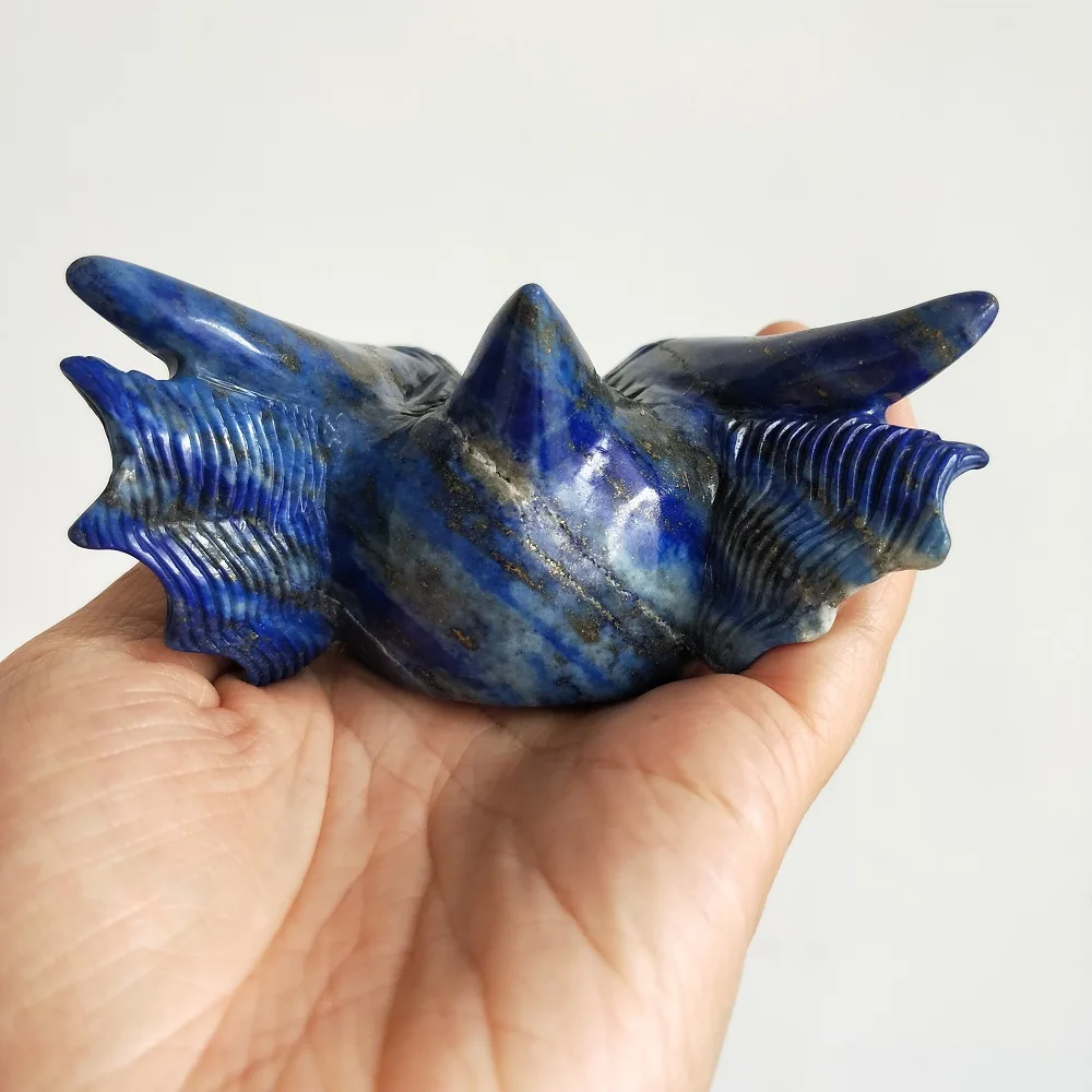 Хрустальный череп натуральный камень лазурит резьба дракон | Дом и сад