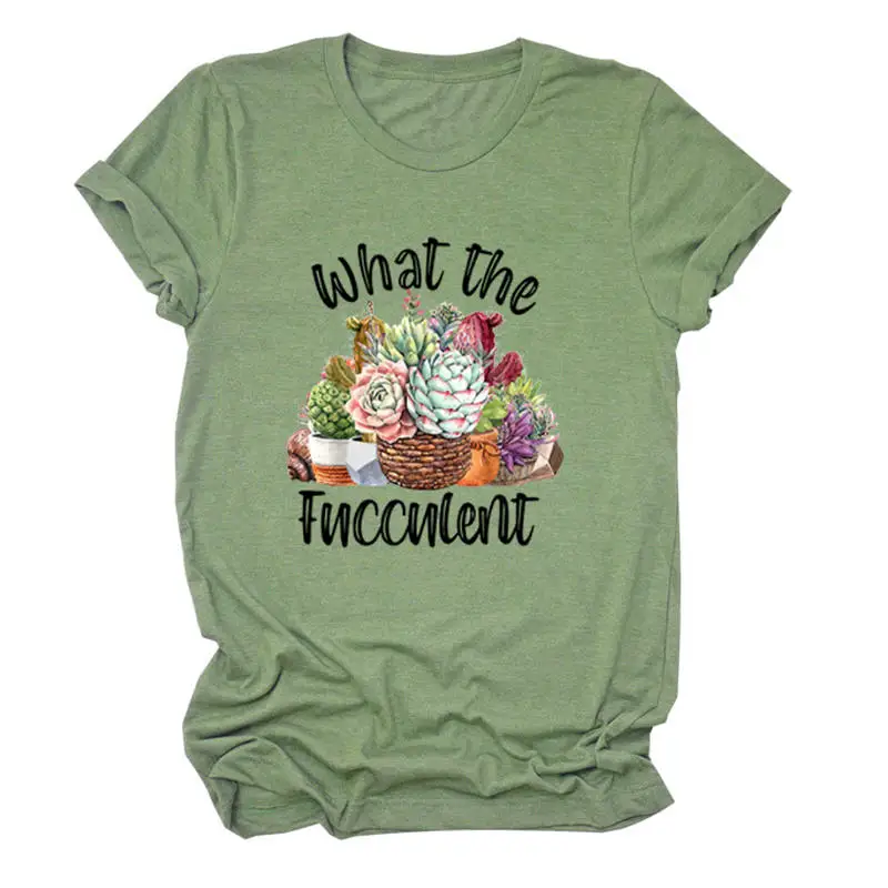 

Женские какой Fucculent растительный принт короткий рукав Повседневная футболка Модный мягкий уличная Hipster летние цветочные Забавный Футболка