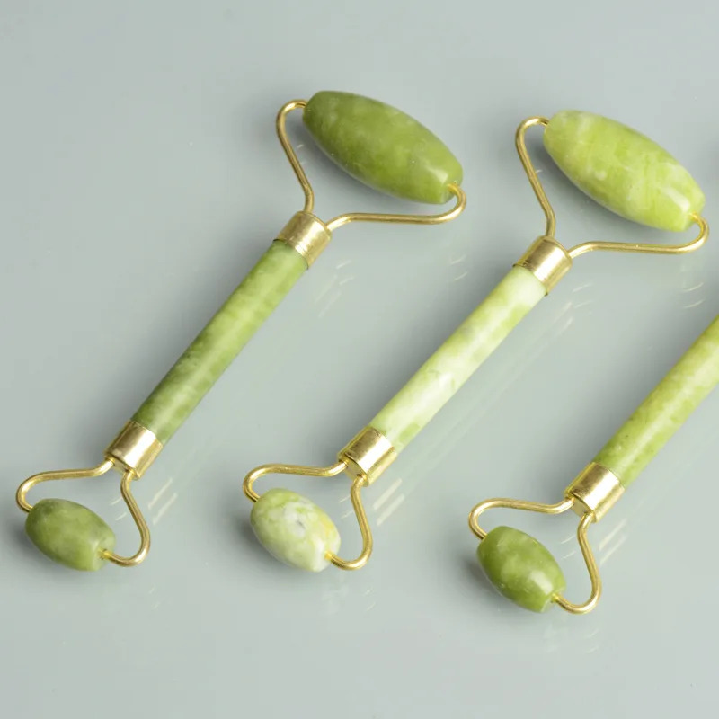 Jade роликовый массажер для лица с двойной головкой Натуральный камень лифтинга и