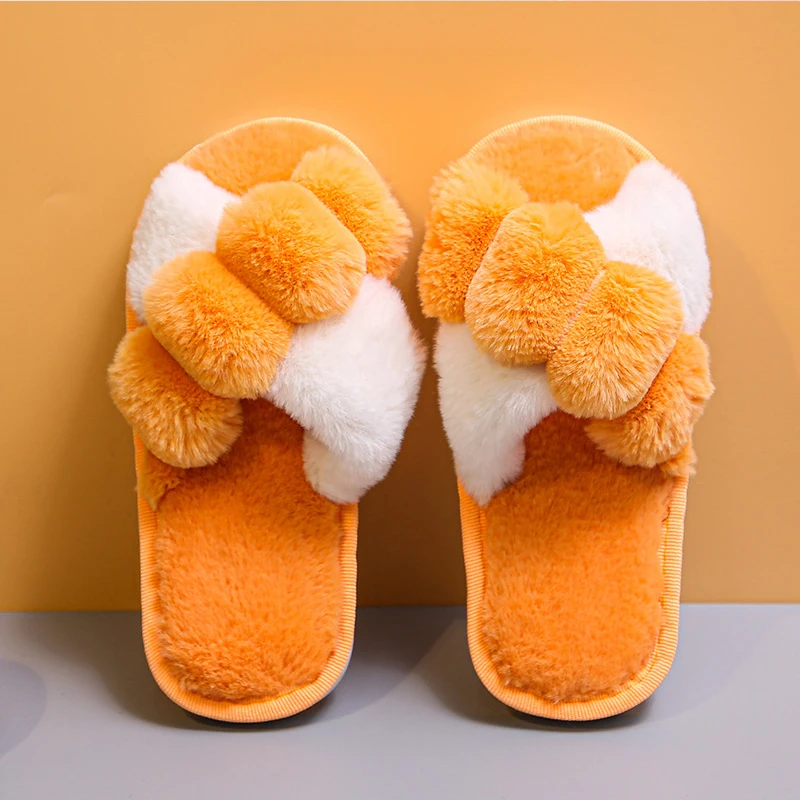 

Children's New Arrival Winter Children Peep-Toe Indoor Plush Slippers Fashion Kids Cute Parent-Child Soft Shoes For Boy&Girl