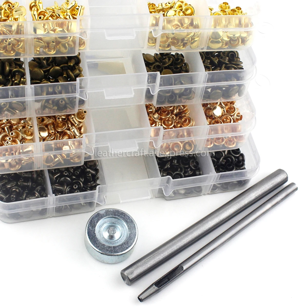 100 наборов 7/9/10 мм Металлические заклепки с двойной крышкой инструментами кожаная
