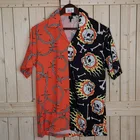 Повседневная рубашка с коротким рукавом и принтом черепа для мужчин, уличная мода 2021, Гавайский пляж, женские модные рубашки оверсайз в стиле Харадзюку, мужская одежда
