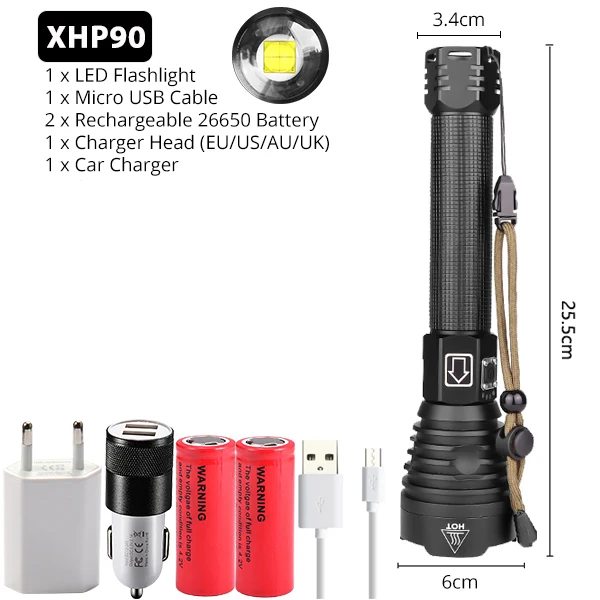 XLamp XHP90 самый мощный Usb масштабируемый светодиодный флэш-светильник Xhp70.2 тактический флэш-светильник фонарь 26650 или 18650 Аккумулятор для охоты - Испускаемый цвет: Option H