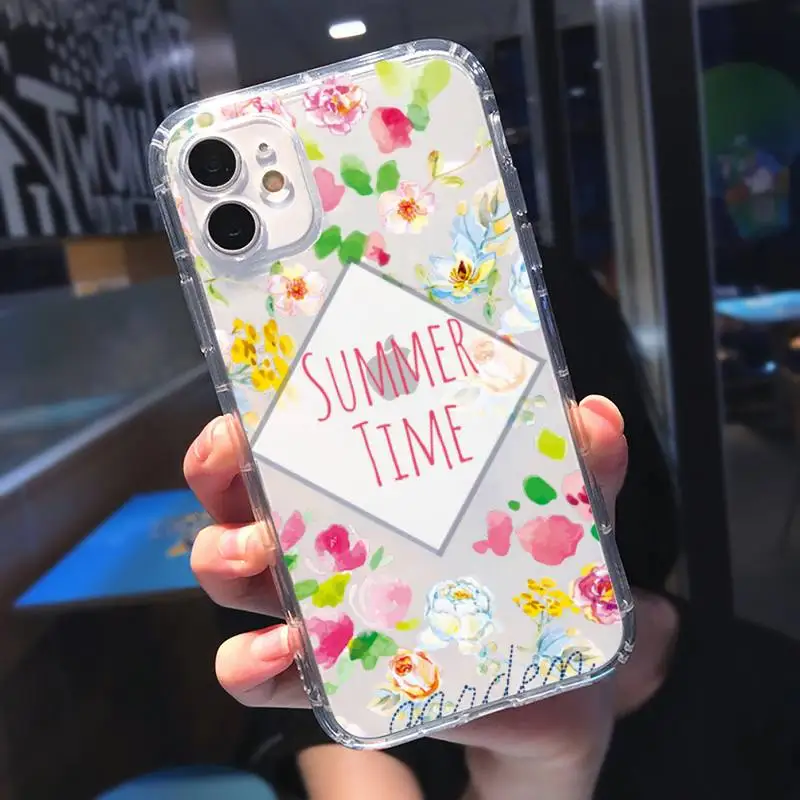 

OF Palm Leaf Banana Leaf Flower Phone Case Transparent for Clear iPhone 11 12 mini pro 8 7 6 6S XS MAX Plus X 5S SE 2020 XR