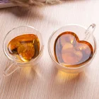 Двухслойная кофейная кружка в форме сердца, теплоизоляционная стеклянная кружка с ручкой, пиво, кофе, посуда для напитков, молочная чашка, пивные кружки