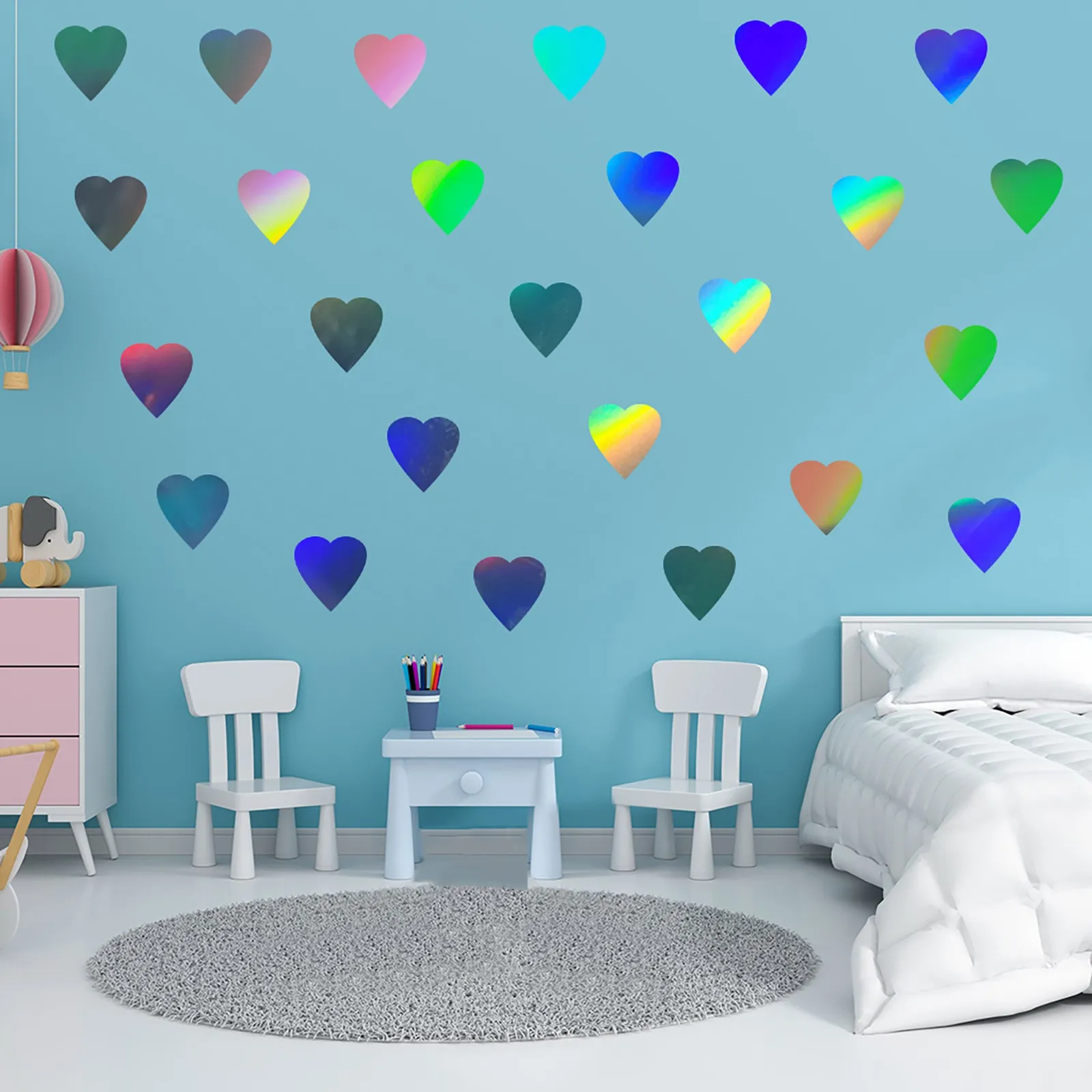 

Heart-shaped Wall Stickers Laser Rainbow Colorful Wall Stickers Diy Art Home Decor Wall Decals Wedding Decor "love"