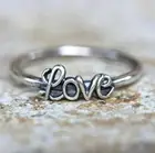 Кольцо из нержавеющей стали с надписью Love, серебристого цвета, простой дизайн, милый мини-подарок на день рождения Аксессуары для пальцев