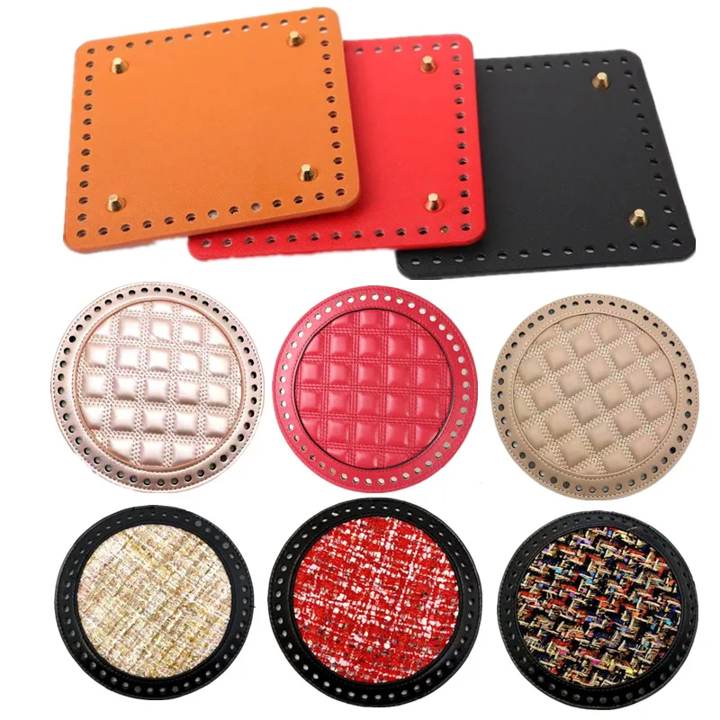 

PU Bag Bottom 3Styles DIY Handmade Bag Accessorie With Holes Rivet For Knitting Handbag Women Shoulder Crossbody Chain Bag Parts