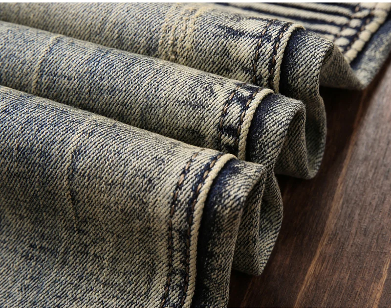 Men's Pleated Stretch Skinny Jeans Male Heren Biker Slim Fit Casual Locomotive Denim Trousers Youth Fashion Retro Nostalgic Pant