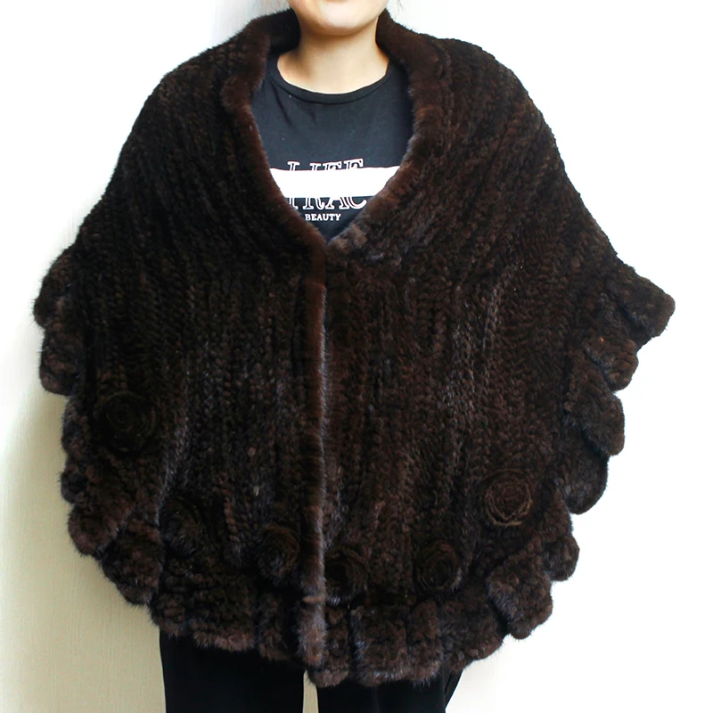 Женская меховая шаль из 100% меха норки модная зимняя с меховым воротником