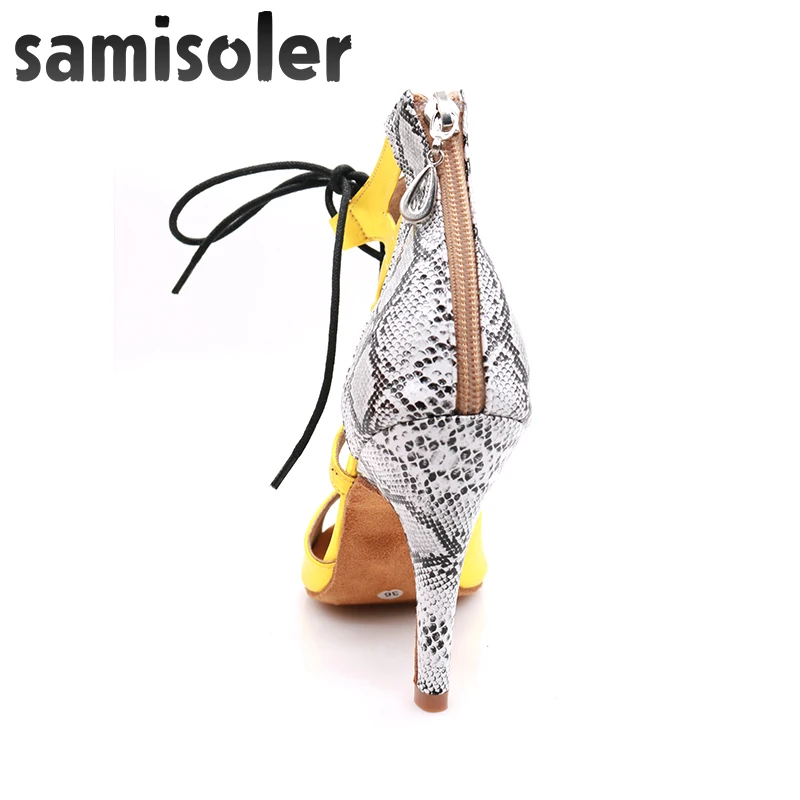 Samisoler/женские ботинки для джазовых танцев; обувь для латинских танцев; женские кроссовки для взрослых на высоком каблуке; Танцевальная обувь; женская танцевальная обувь - Цвет: heel 7.5cm