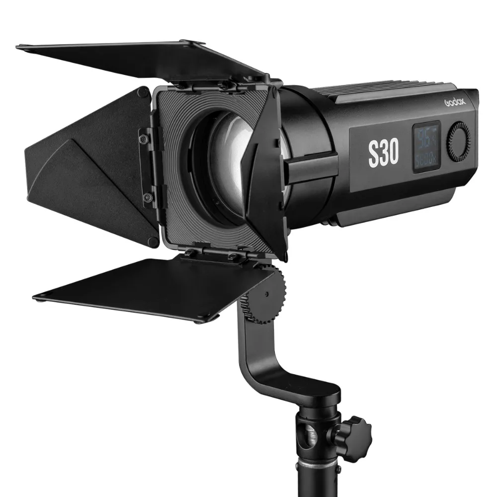 

Godox S30 30W Focusing LED Photography Continuous adjustable Light Spotlight With Barn Door For Professional Photo Studio