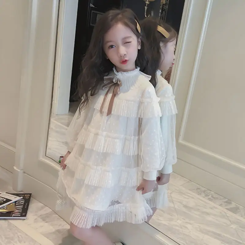 Платье для маленьких девочек весна-осень 2019 модное платье принцессы с длинным