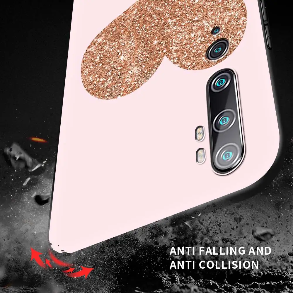 

Rose Pink Pattern Bling Case For Xiaomi Mi 11 Poco X3 NFC Note 10 10T 9T CC9 9 A2 Lite 8 9SE A1 Black Shockproof Phone Shell
