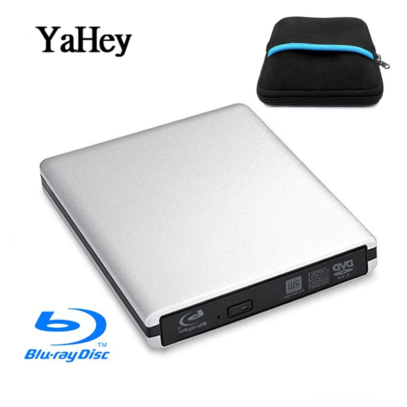 YAHEY USB 3,0 Blu-ray Внешний оптический привод 3D плеер BD-RE горелки Регистраторы DVD+/-RW/Оперативная память диски для компьютера Windows7/8/10+ сумка