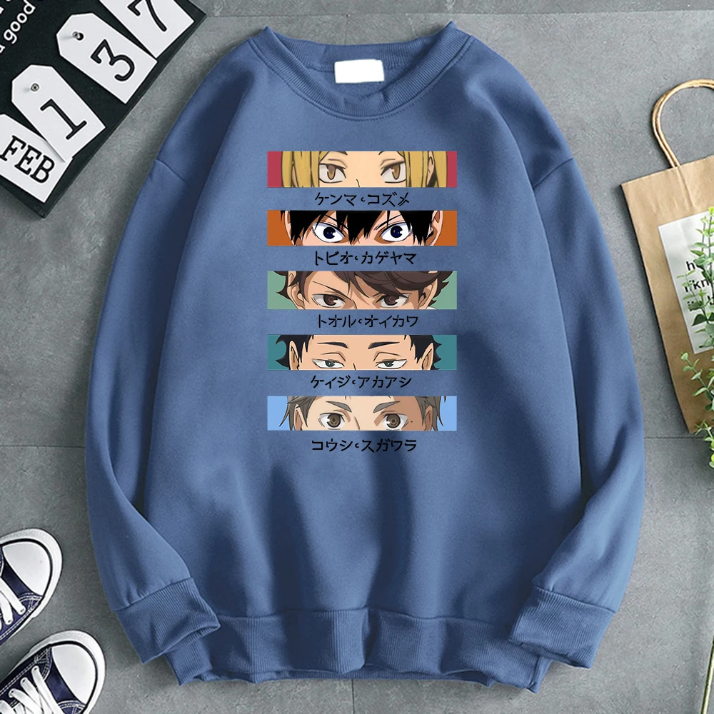 Японское аниме худи Haikyuu с принтом глаз Мужская Новая модная толстовка флисовый