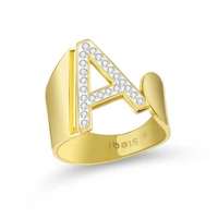 gold hollow initial a z letters stainless steel silvery rings adjustable rings gift for women alphabet fashion jewelry 2021
