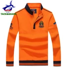 Рубашка-поло TACE  SHARK Мужская оранжевая, повседневный пуловер с длинными рукавами, на молнии, с вышивкой, деловой стиль, 2019