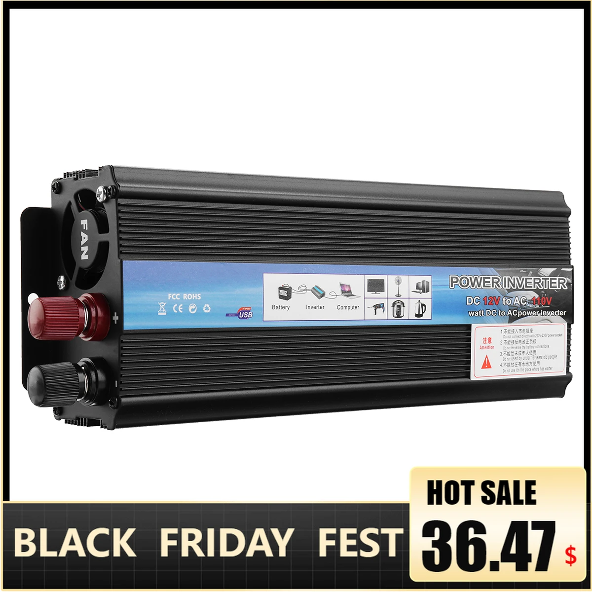 

Car Inverter 12V 24V 220V 5000W Pe ak Car Power Inverter Voltage Transformer Converter 12V To 220V Solar Inversor Black Style