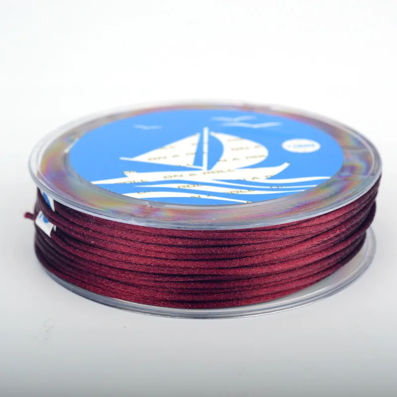 06wine red 1 мм мягкий атласный шнур Macrame, китайский «сделай сам», браслет с узлом, ожерелье, ювелирный набор 20/рулон - Цвет: 06wine red