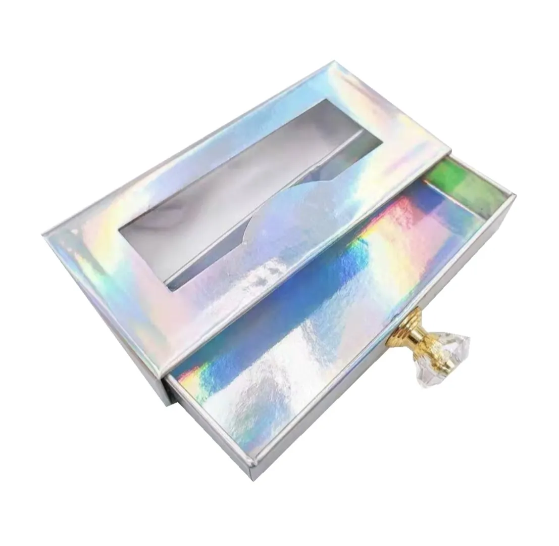 

Print wholesales Crystal handle wholesale packaging box fake 3d mink lashes boxes faux cils strip diamond magnetic case empty