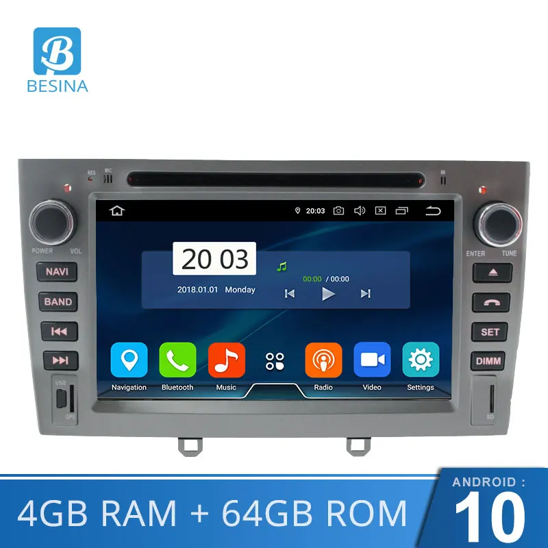 Besina Android 10 0 мультимедийный автомобильный DVD навигатор для Peugeot 408 308 308SW Авторадио